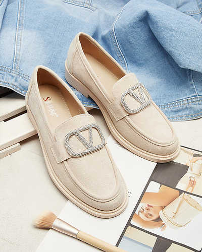 Бежеві жіночі мокасини з орнаментом Fogras- Footwear