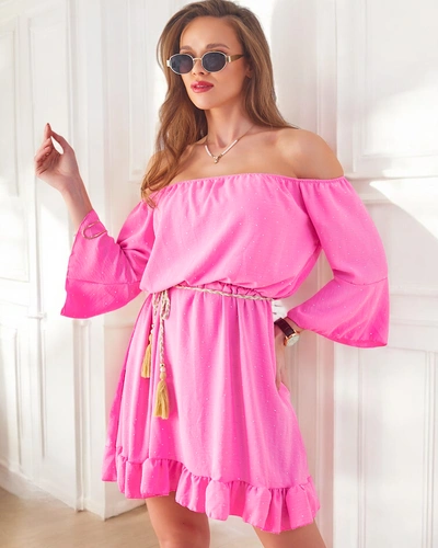 Royalfashion Dámské mini šaty ve španělském stylu s dlouhými rukávy a kamínky