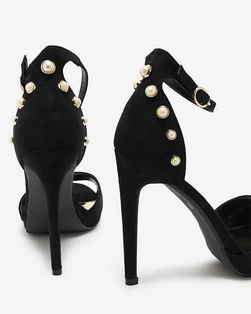 Жіночі чорні босоніжки на шпильці еко замша Sariel - Взуття