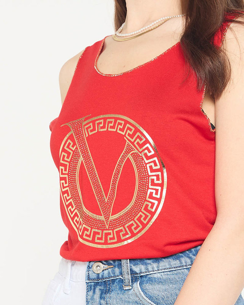 Червоний топ з принтом