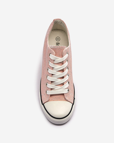 Růžové dámské tenisky na skryté kotvě s lesklou nití Seggat- Obuv