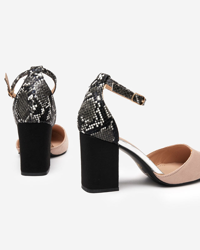 OUTLET Béžové dámské sandály na sloupku Krisco - Obuv