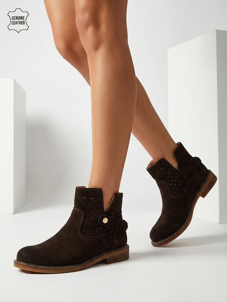 Ažurové dámské boty z přírodní kůže Unimi