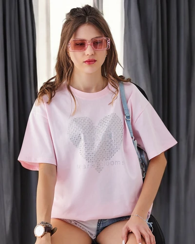 Royalfashion Dámské bavlněné tričko LOVE s krystaly