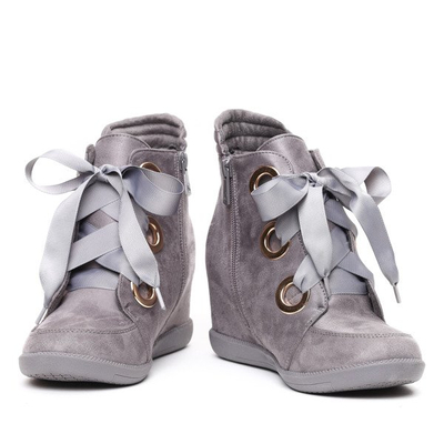 Szare sneakersy wiązane wstążką Andi- Obuwie