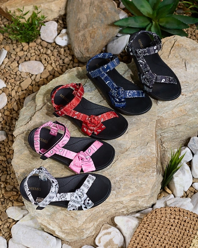 Royalfashion Červené dámské sandály s mašlí Oyall