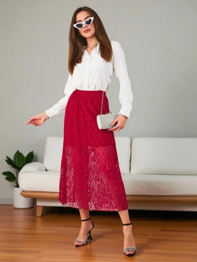 Жіноча міді-спідниця Royalfashion з мереживом