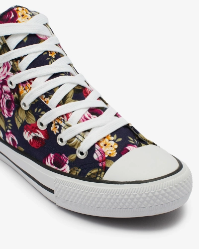 Royalfashion Жіночі темно-сині високі кеди в квітковий візерунок Soxic