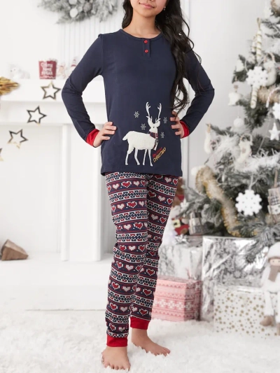 Royalfashion Різдвяні бавовняні дитячі піжами з полярним оленем