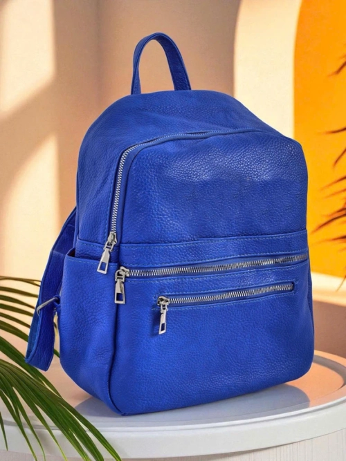 Жіночий рюкзак Callisto Royal Blue — великий, модний з екошкіри із замком