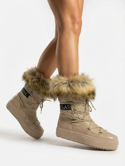 Royalfashion Světle hnědé nazouvací boty a'la snow boots for women Gomllo