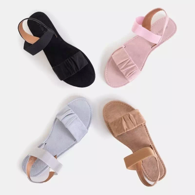 OUTLET Šedé dámské eko semišové sandály Wiskonsin - Boty