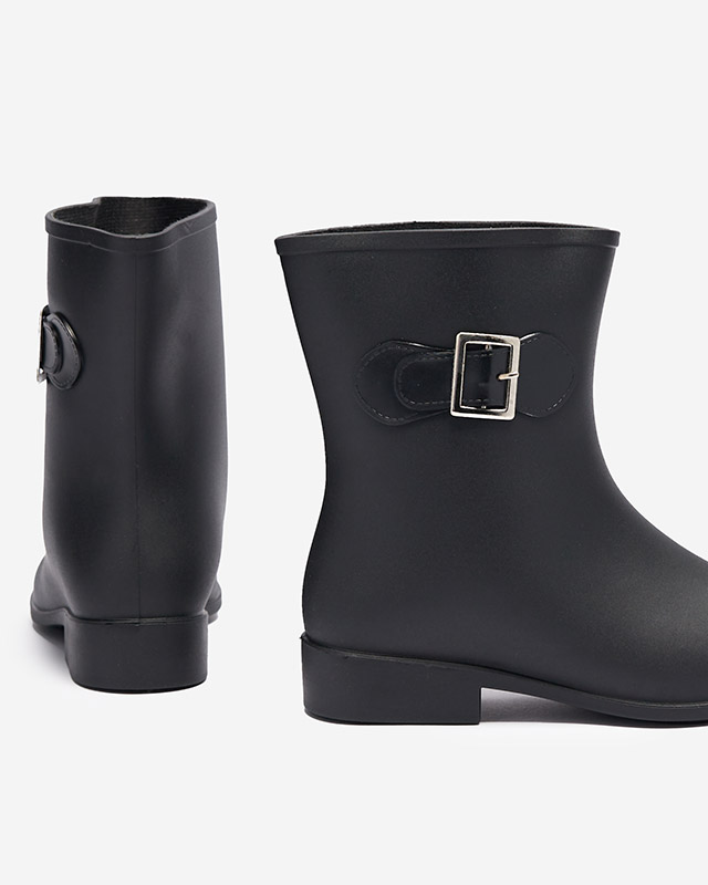 Matné černé dámské holínky do deště s přezkou Safoci - Obuv