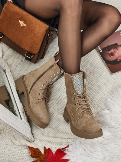 Eko semišové šněrovací dámské boty Ferlyne