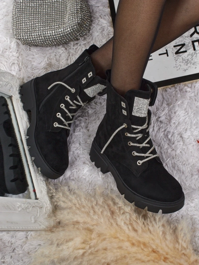 Eko semišové šněrovací dámské kotníkové boty Tessaro