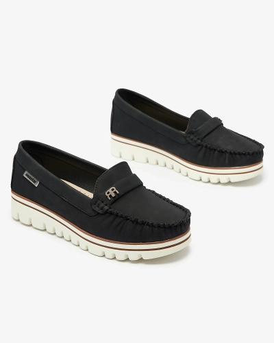 Černé dámské mokasíny s třpytkami a zirkony Retiga - Obuv