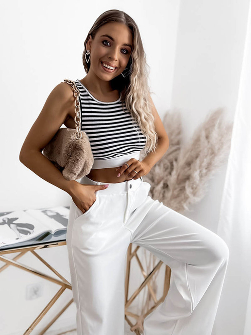 Широкі жіночі штани білого кольору - Одяг