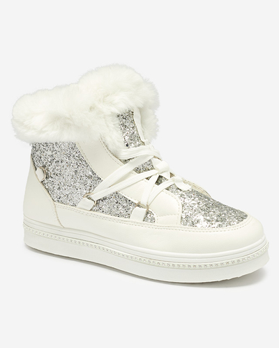 Жіночі білі черевики на шнурівці з паєтками Gesita - Взуття