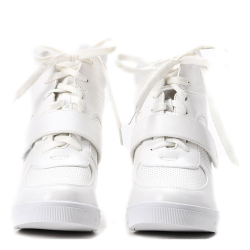 Białe sneakersy na koturnie Ellne- Obuwie