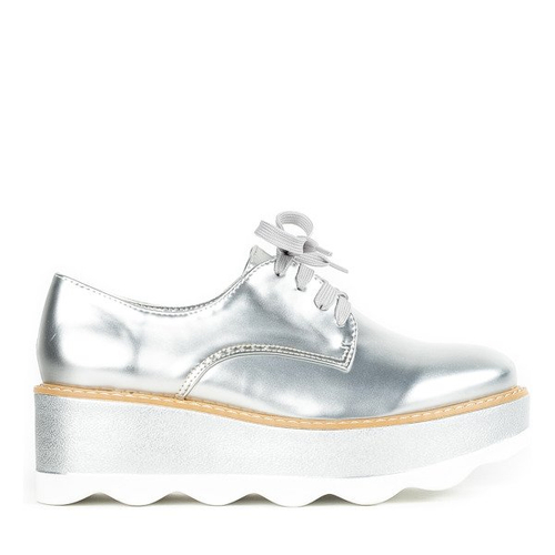 Срібні напівчеревики на платформі Oro - Взуття