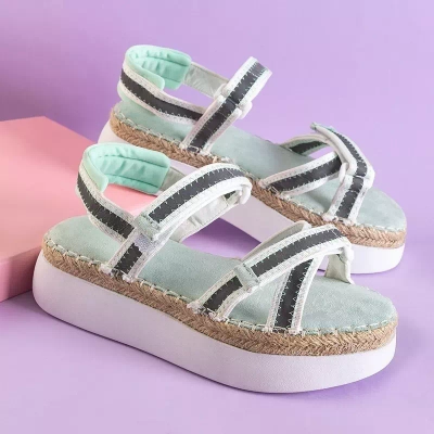 OUTLET Dámské mintové sandály s reflexními prvky Kollin - Obuv