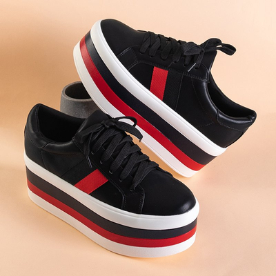 Černé dámské sportovní boty na silné platformě Jemita - Obuv