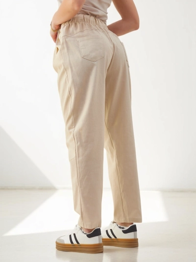 Royalfashion бавовняні прямі жіночі штани з зав'язкою на талії