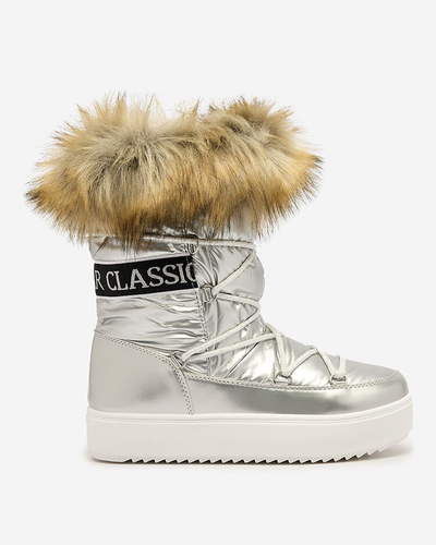 Royalfashion Сліпони сріблясті а-ля снігоступи жіночі Gomllo