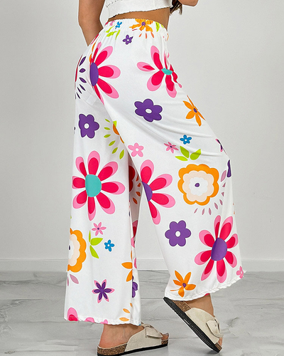 Royalfashion Жіночі широкі брюки з квіткової тканини