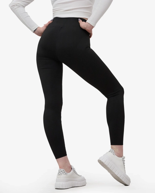 Легінси жіночі з широким еластичним поясом чорного кольору - Одяг