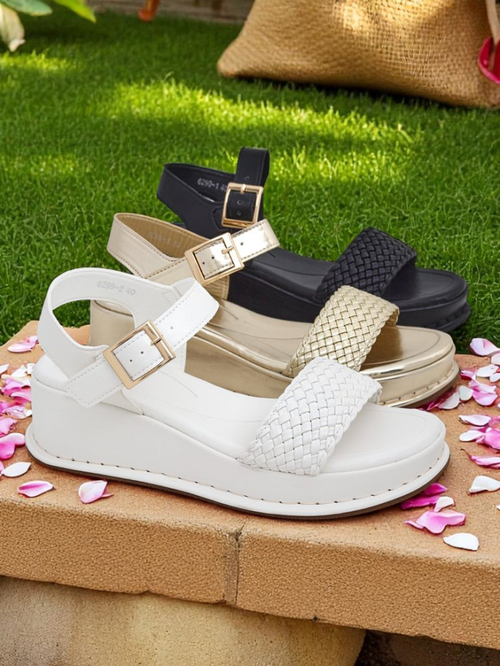 Royalfashion Жіночі босоніжки на танкетці з плетеним ремінцем Fiolle