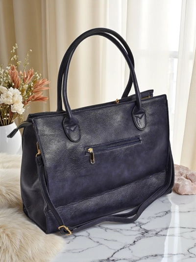 Dámská taška Eurydice Premium z modré ekologické kůže 41x31 cm