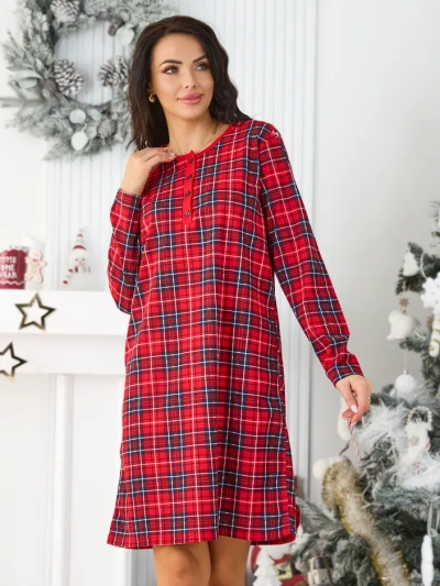 Royalfashion Bavlněná dámská noční košile s károvaným vzorem