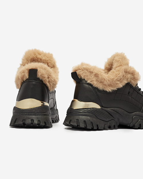 Чорні жіночі утеплені кросівки з оздобленням Flixi