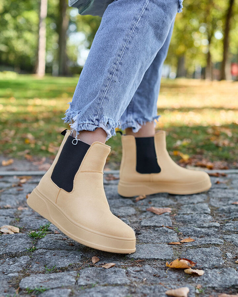 Royalfashion Béžové dámské boty a'la snow boots Uteris