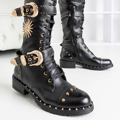 Чорні черевики з золотими орнаментами Антанасія - Взуття