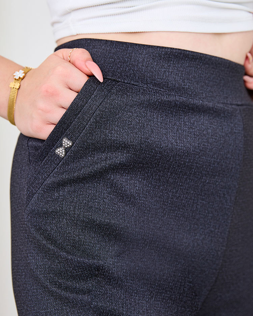 Royalfashion Візерунчасті чорні жіночі штани-леггинси PLUS SIZE