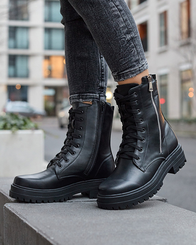 Černé dámské boty bagger s plochou podrážkou Fetisa - Obuv