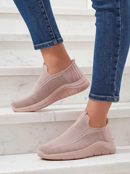 Dámské tenisky Apollo Rosa – růžové boty slip-on z tkaniny na ploché podrážce