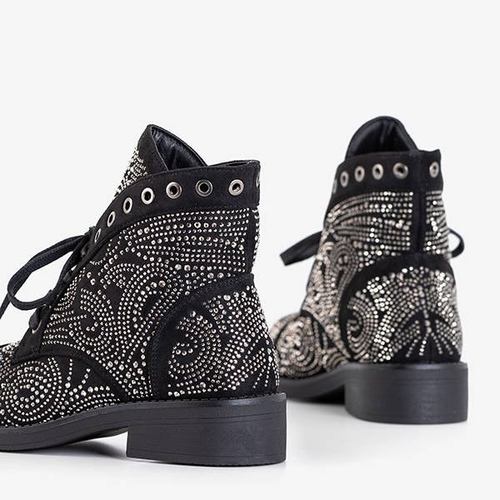 Чорні жіночі черевики зі стразами Elwira - Взуття