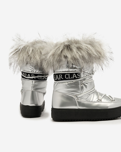 Royalfashion Stříbrné nazouvací boty a'la snow boots for women Efilayla