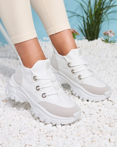 Жіночі спортивні кросівки біло-бежевого кольору Hasola- Footwear