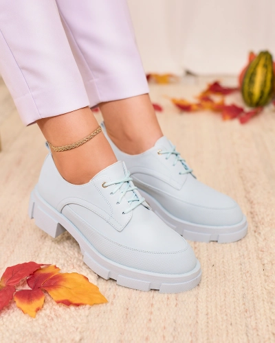 Royalfashion Сині жіночі матові напівчеревики на масивній підошві