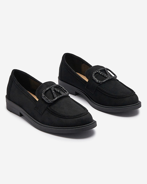 Чорні жіночі мокасини з орнаментом Fogras- Footwear