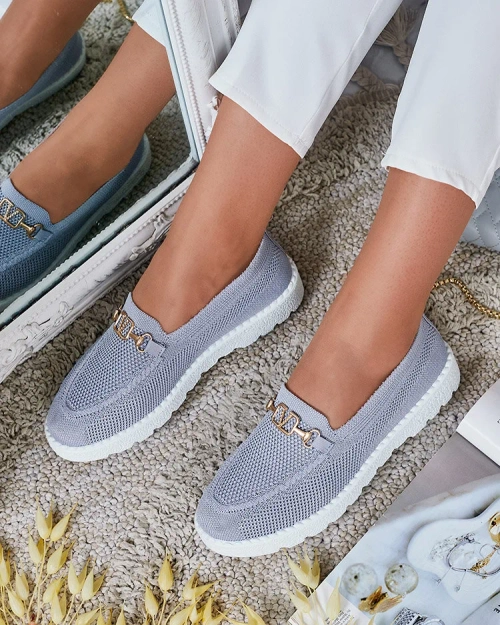 Royalfashion Жіночі тканинні мокасини із золотим декором Erticae