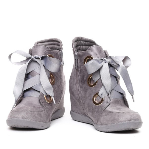 Szare sneakersy wiązane wstążką Andi- Obuwie