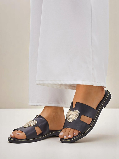 Royalfashion Dámské žabky se srdcem Zlato Srdce