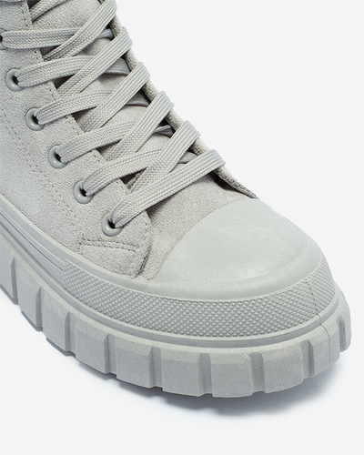 Світло-сірі жіночі спортивні черевики на шнурівці а-ля кросівки Netara - Взуття