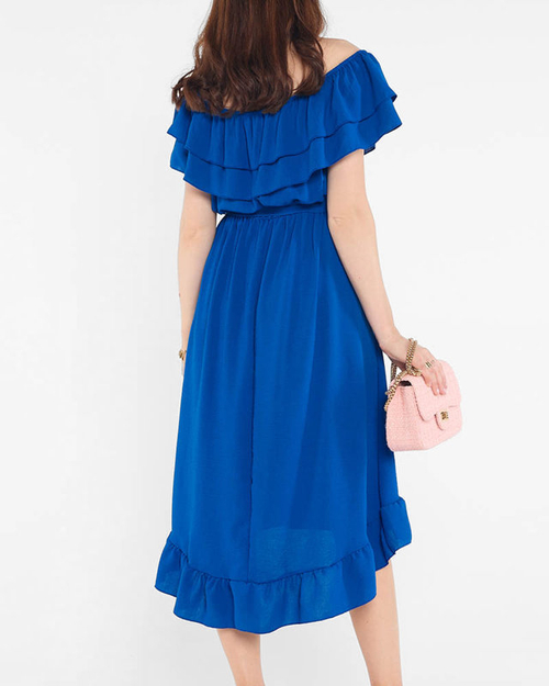 Кобальтова синя жіноча сукня з воланами