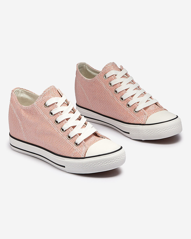 Růžové dámské tenisky na skryté kotvě s lesklou nití Seggat- Obuv